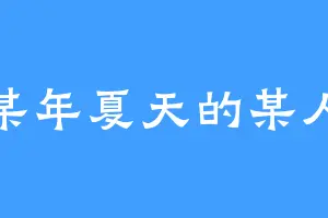 某年夏天的某人