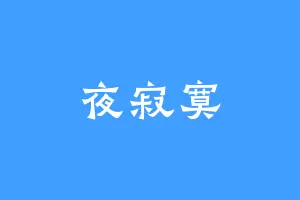 夜寂寞